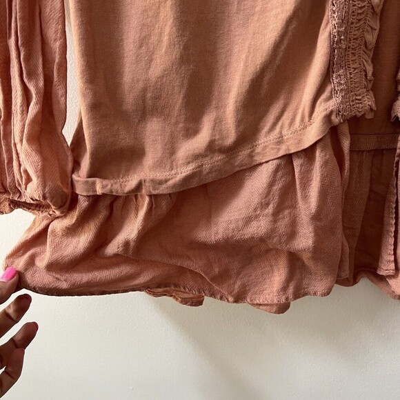 LOGO Lori Goldstein Cotton Cardigan Womens Large Chiffon Smocking Tea Rose Open - Picture 10 of 14